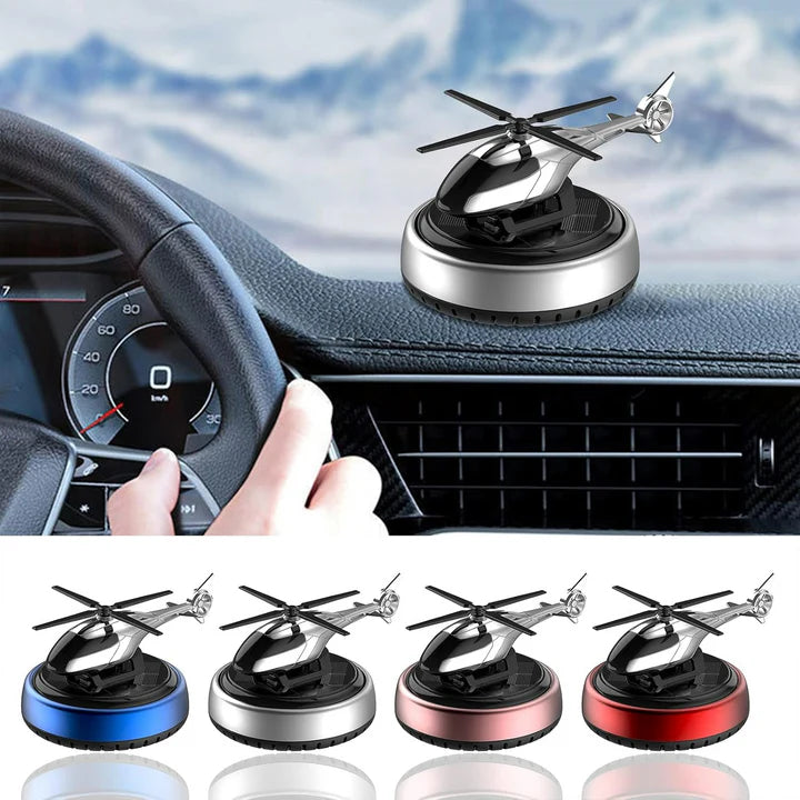 Solar Powered Helicopter Car Air Freshener Rotating Aromatherapy Diffuser for Car, Home & Office