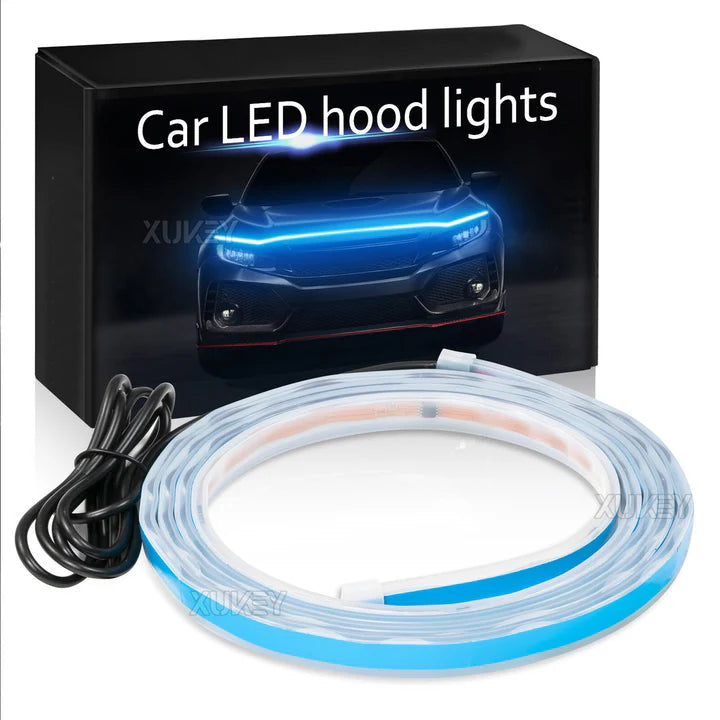 Car Hood Light Strip, Flexible Exterior Car LED Strip Lights Waterproof (Crystal Blue) 1.5m
