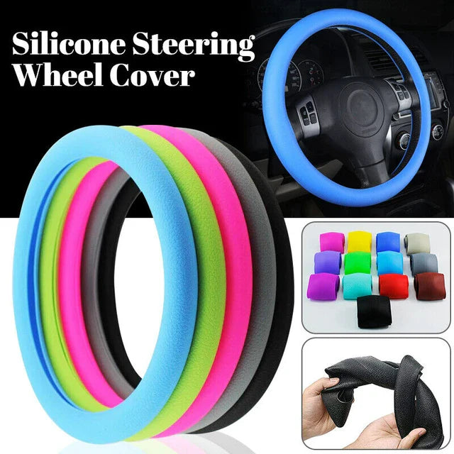 Universal Solid Color Anti-Slip Silicone Car Steering Wheel Protective Cover