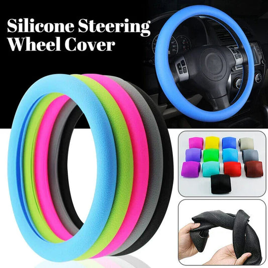 Universal Solid Color Anti-Slip Silicone Car Steering Wheel Protective Cover